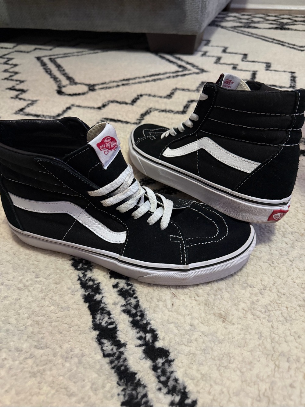 Vans Men’s Black and White High-Top Skate Sneakers